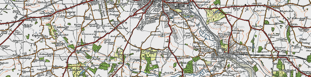 Old map of Berechurch in 1921