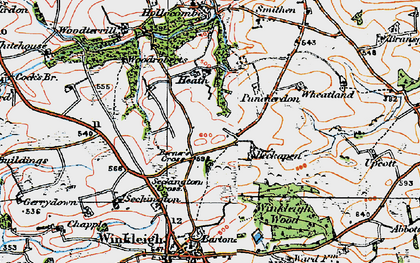 Old map of Berner's Cross in 1919