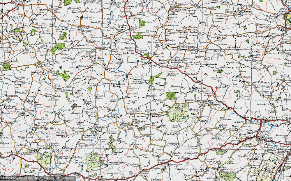 Old Map of Berners Roding, 1919 in 1919