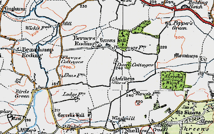 Old map of Berners Roding in 1919