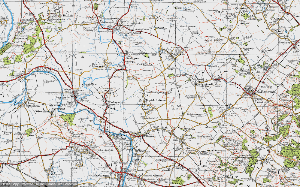 Old Map of Historic Map covering Berrick Prior in 1919