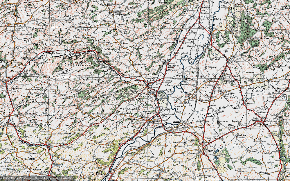 Old Map of Berriew, 1921 in 1921