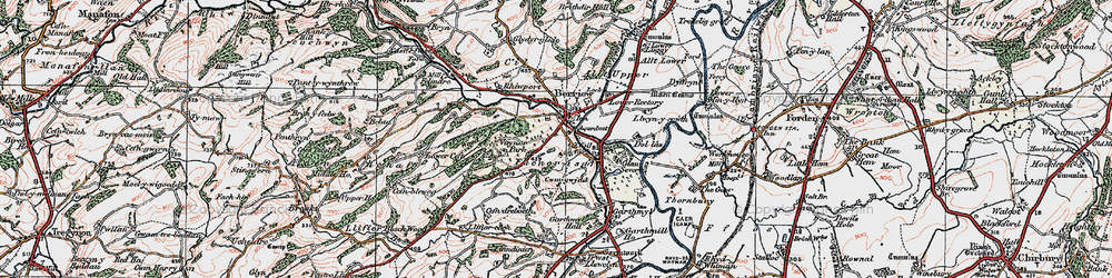 Old map of Berriew in 1921