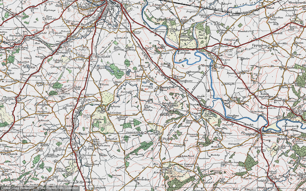 Old Map of Historic Map covering Berrington Pool in 1921