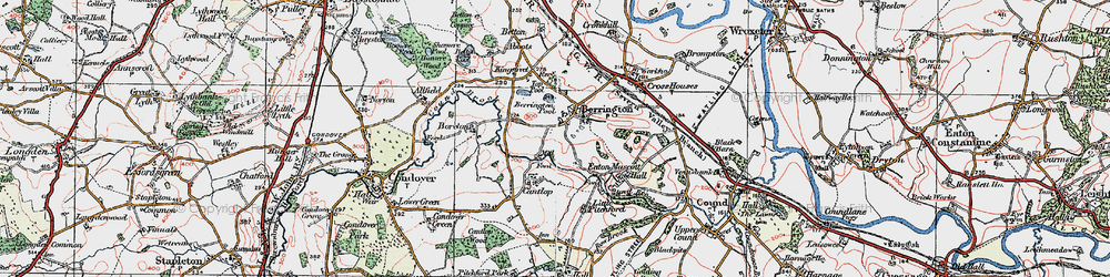 Old map of Betton Abbots in 1921