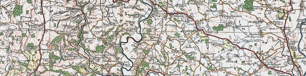 Old map of Worcestershire Way in 1920