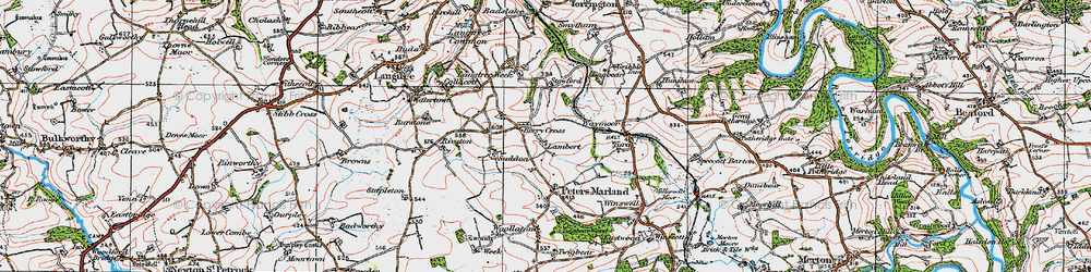 Old map of Berry Cross in 1919