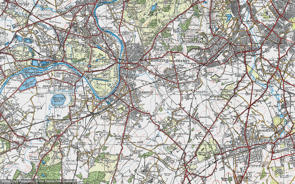 Old Map of Berrylands, 1920 in 1920