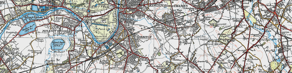Old map of Berrylands in 1920