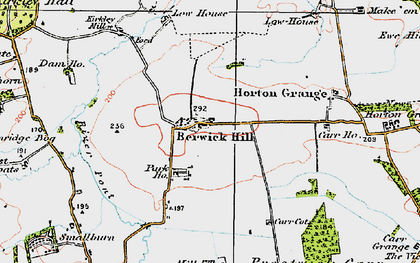 Old map of Berwick Hill Low Ho in 1925