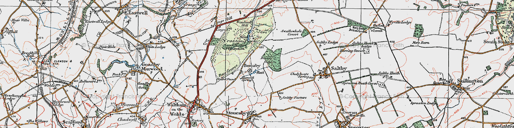 Old map of Bescaby Oaks in 1921