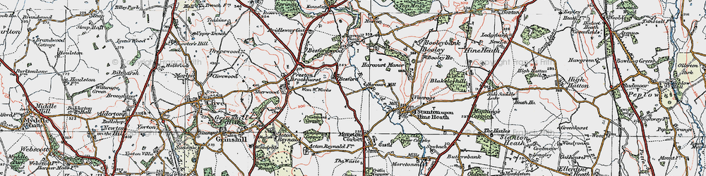 Old map of Besford in 1921