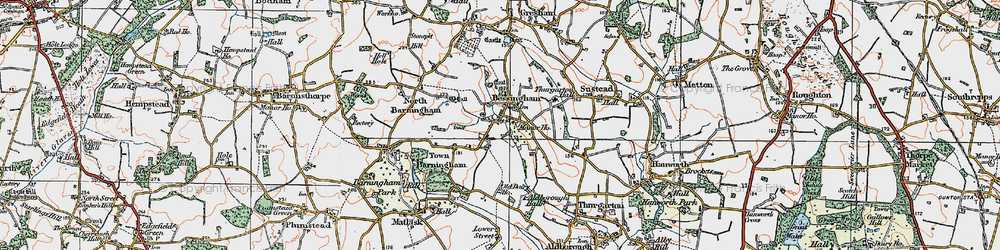 Old map of Bessingham in 1922