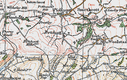 Old map of Betchcott Hills in 1921