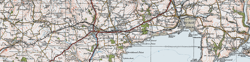 Old map of Duporth in 1919