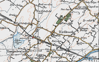 Old map of Bodwrdin in 1922