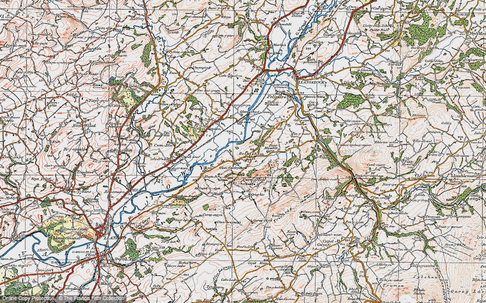 Old Map of Historic Map covering Y Gaer Fawr in 1923