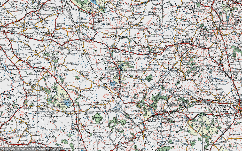Old Map of Betley, 1921 in 1921