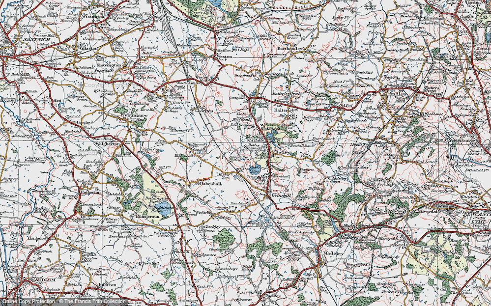 Old Map of Betley Common, 1921 in 1921
