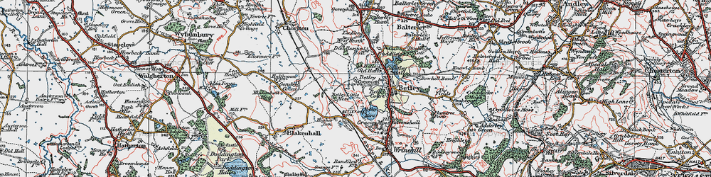 Old map of Betley Common in 1921