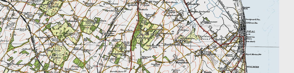 Old map of Betteshanger in 1920
