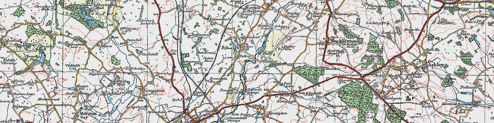 Old map of Betton in 1921