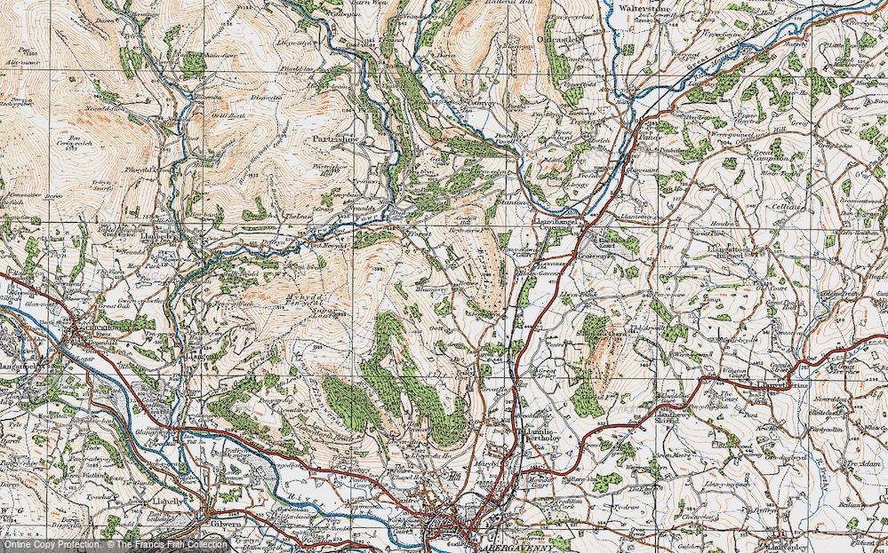 Old Map of Historic Map covering Bryn Arw in 1919