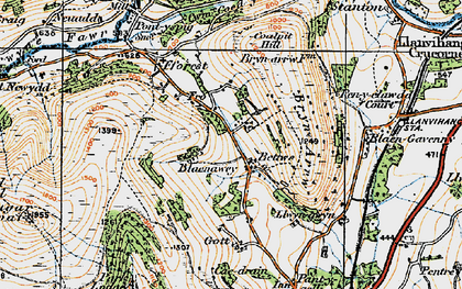 Old map of Bryn Arw in 1919