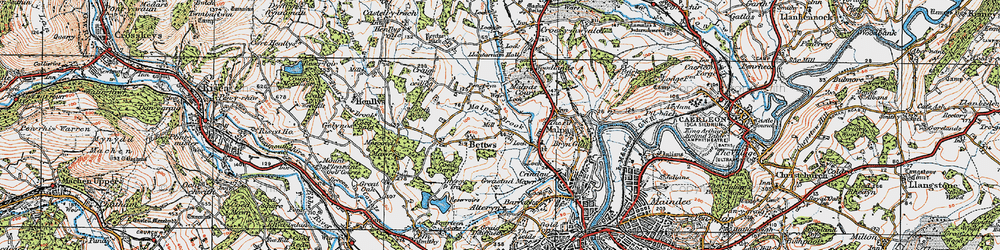 Old map of Bettws in 1919