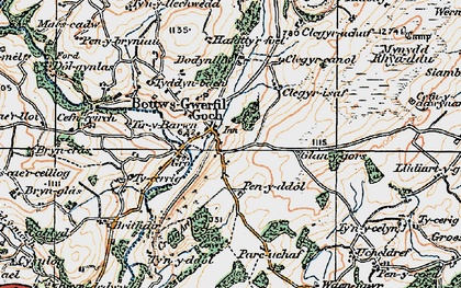 Old map of Bettws Gwerfil Goch in 1922