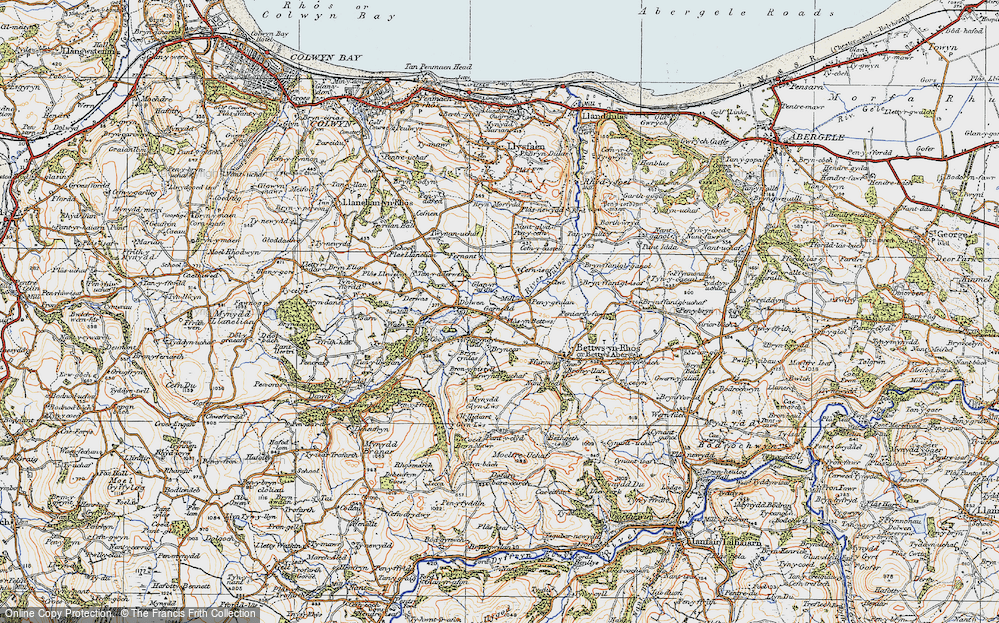 Old Map of Betws-yn-Rhos, 1922 in 1922
