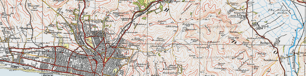 Old map of Bevendean in 1920