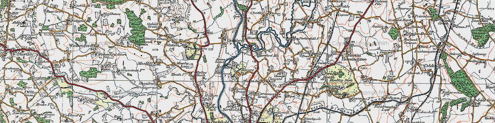 Old map of Bevere in 1920