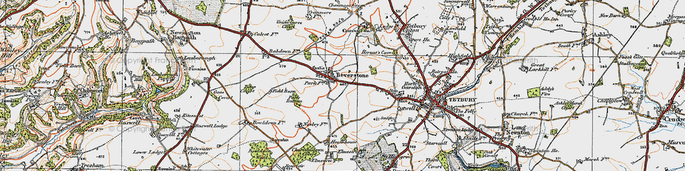 Old map of Beverston in 1919