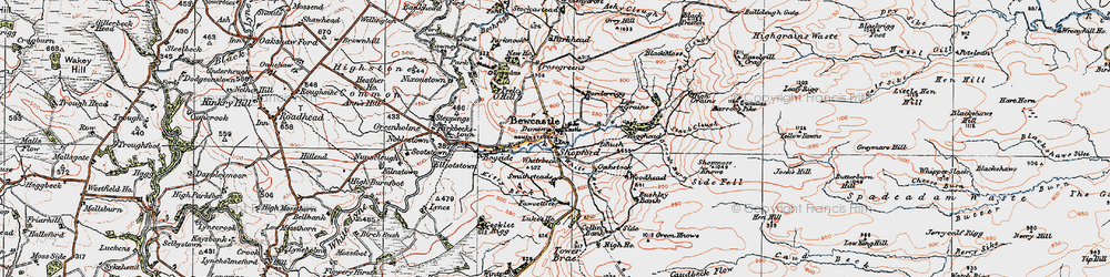 Old map of Bew Castle in 1925