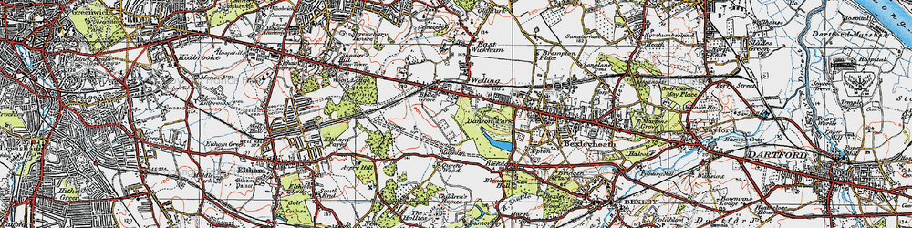 Old map of Bexley in 1920