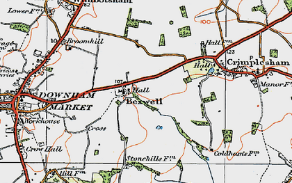 Old map of Bexwell in 1922
