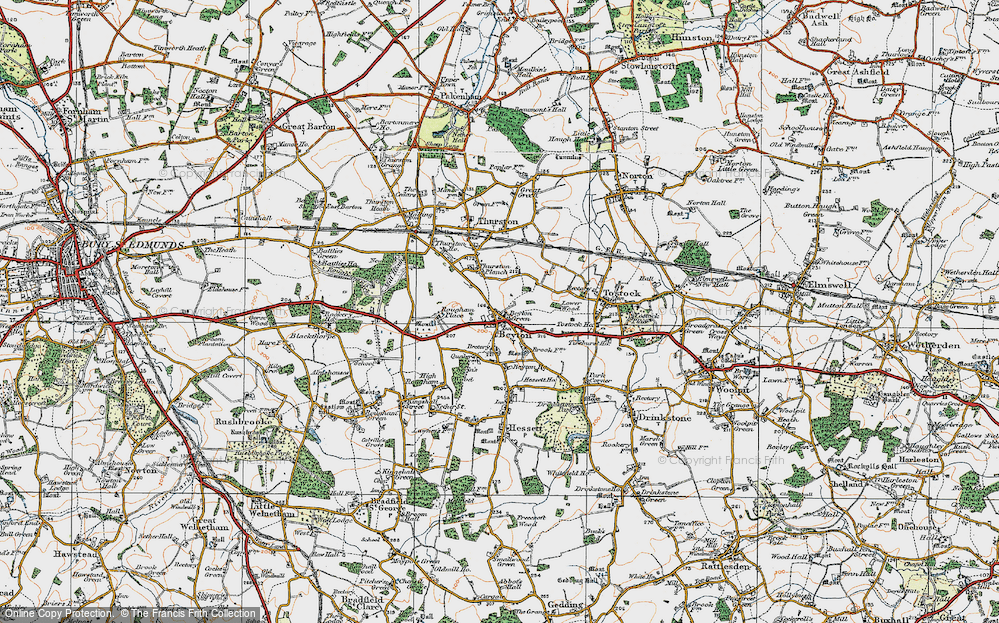 Old Map of Beyton Green, 1921 in 1921