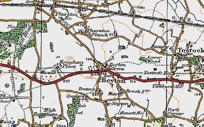 Old map of Beyton Green in 1921