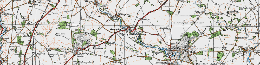 Old map of Bibury in 1919