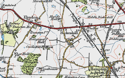 Old map of Bickenhill in 1921