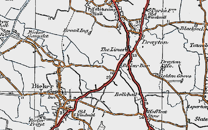 Old map of Bicker Bar in 1922