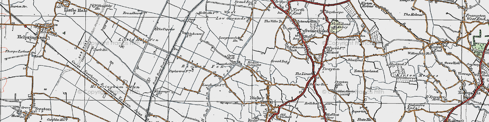 Old map of Bicker Fen in 1922