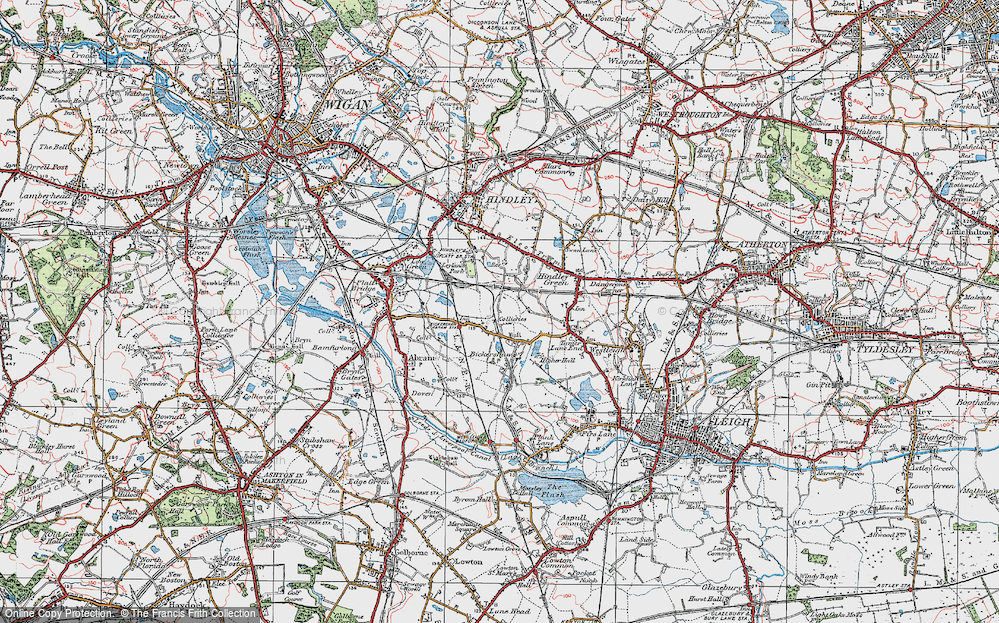 Old Map of Bickershaw, 1924 in 1924
