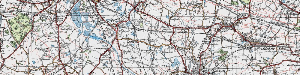 Old map of Bickershaw in 1924