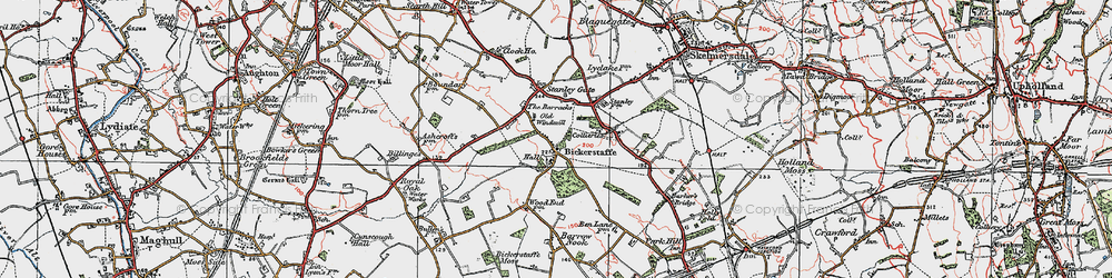Old map of Bickerstaffe in 1923