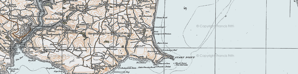 Old map of Start Point in 1919