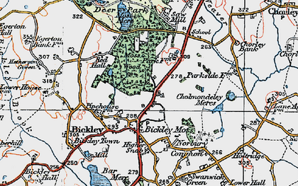 Old map of Bickley Moss in 1921