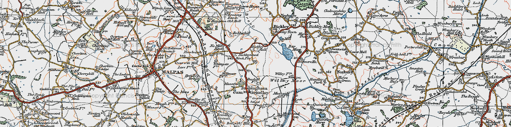 Old map of Bar Mere in 1921