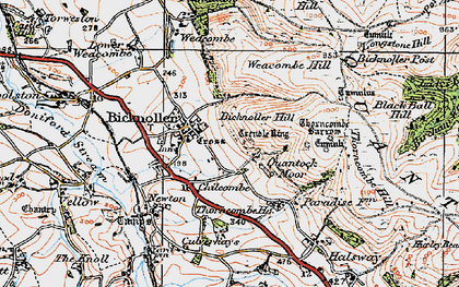 Old map of Bicknoller Hill in 1919